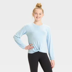 Girls' Modal French Terry Crewneck Sweatshirt - All In Motion™ Sky Blue M