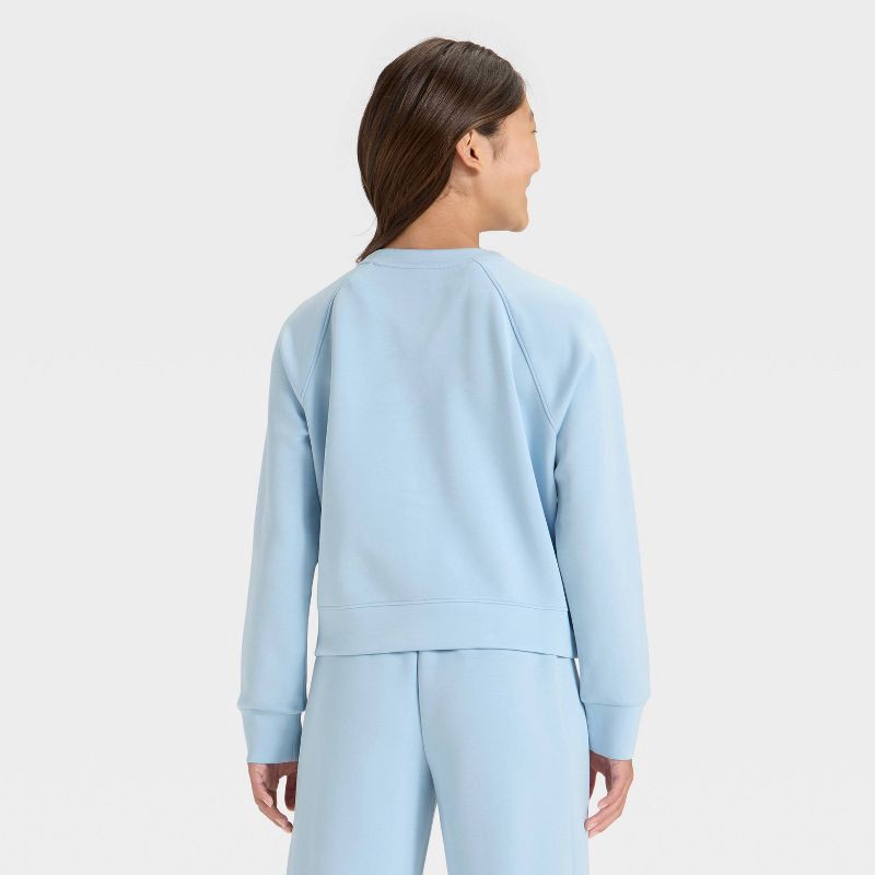 slide 2 of 3, Girls' Airy Sleek Pullover Sweatshirt - All In Motion™ Blue XS, 1 ct