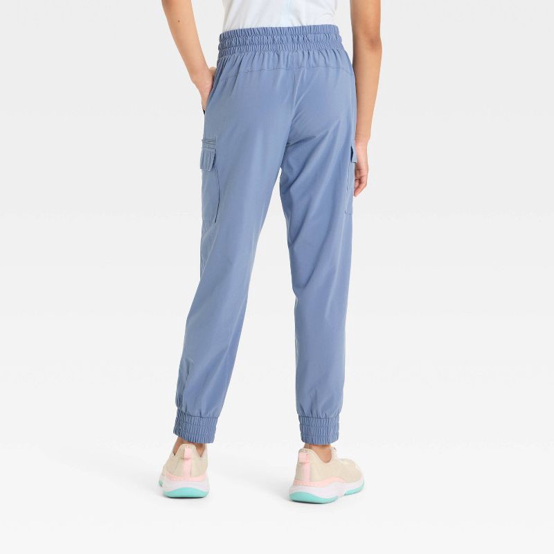 slide 2 of 3, Girls' Woven Cargo Jogger Pants - All In Motion™ Slate Blue S, 1 ct