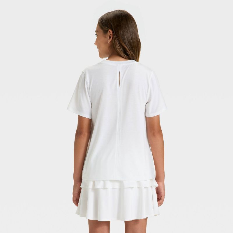 slide 2 of 3, Girls' Short Sleeve Gym T-Shirt - All In Motion™ White M, 1 ct
