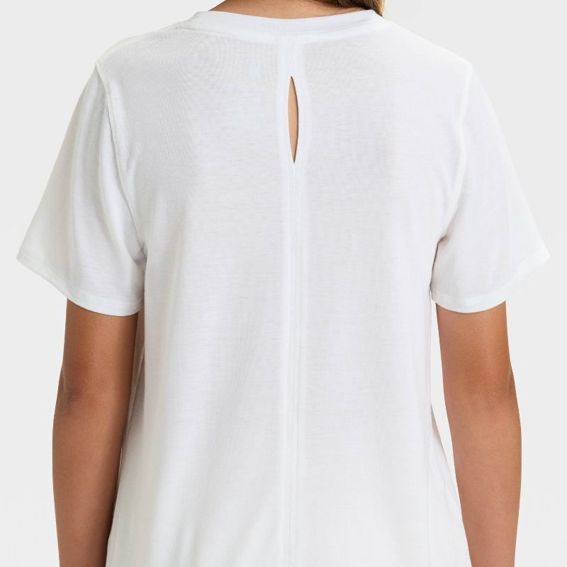 slide 3 of 3, Girls' Short Sleeve Gym T-Shirt - All In Motion™ White M, 1 ct