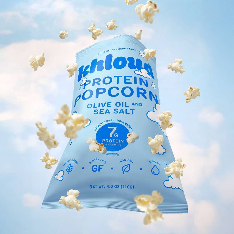 slide 4 of 5, Khloud Olive Oil and Sea Salt Protein Popcorn - 4oz, 4 oz