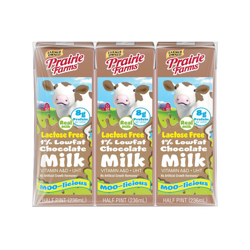 slide 1 of 11, Prairie Farms 1% Chocolate Lactose Free Milk - 3pk/8 fl oz, 3 ct, 8 fl oz