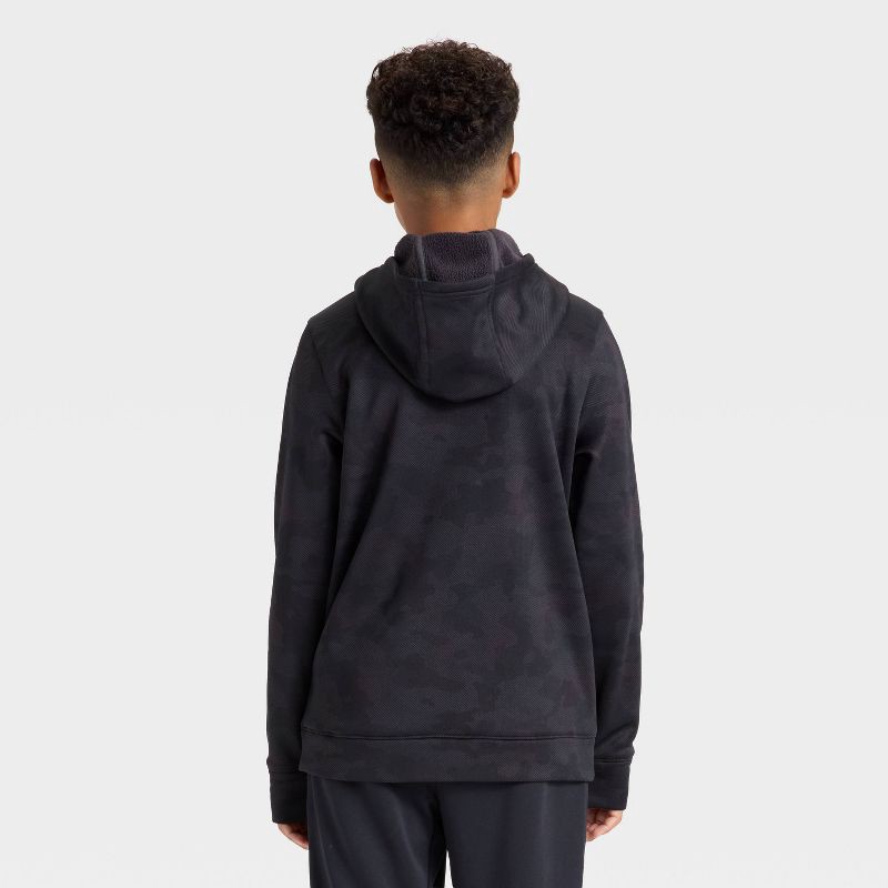 slide 2 of 3, Boys' Tech Fleece Hoodie Sweatshirt - All In Motion™ Black M, 1 ct