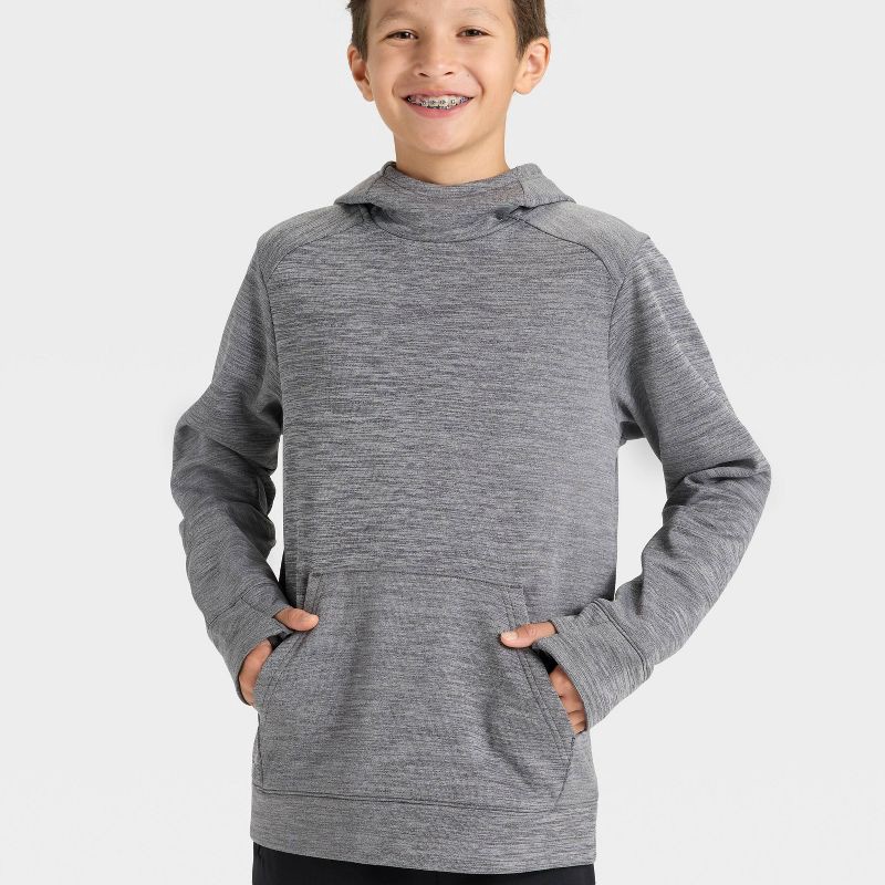 slide 3 of 3, Boys' Tech Fleece Hoodie Sweatshirt - All In Motion™ Dark Gray L, 1 ct