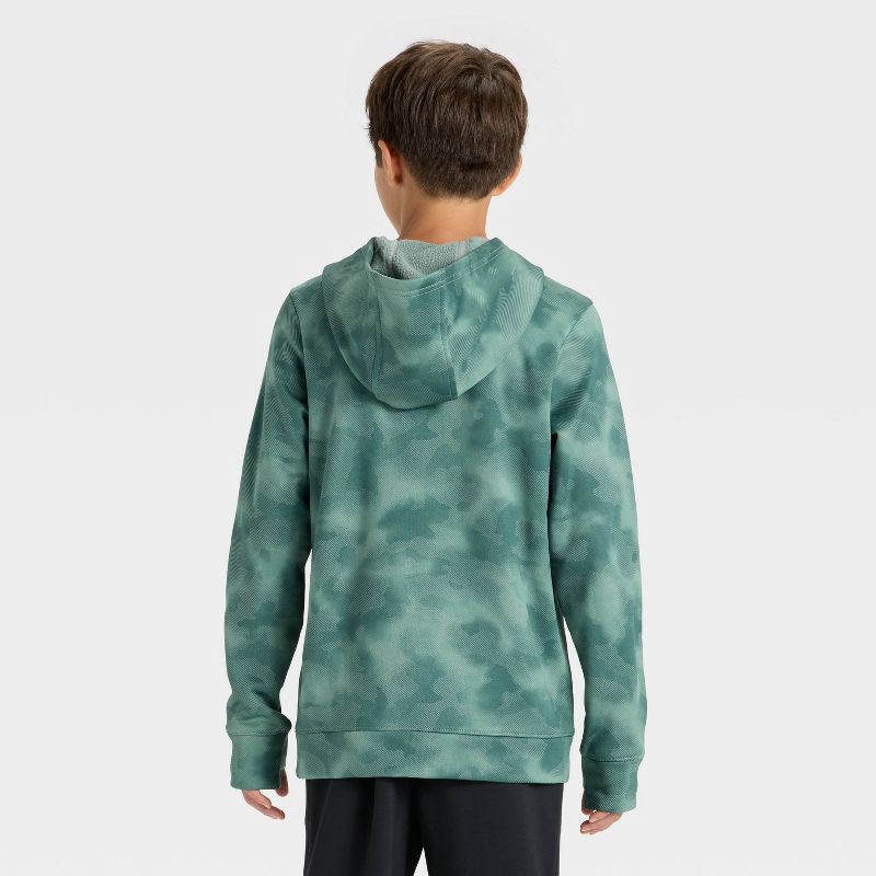 slide 2 of 3, Boys' Tech Fleece Hoodie Sweatshirt - All In Motion™ Green XL, 1 ct