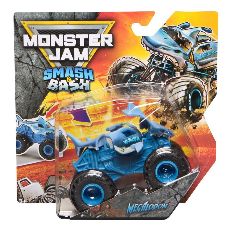 slide 1 of 8, Monster Jam Smash & Bash Megalodon Toy Vehicle Playset - 1:64 Scale, 1 ct