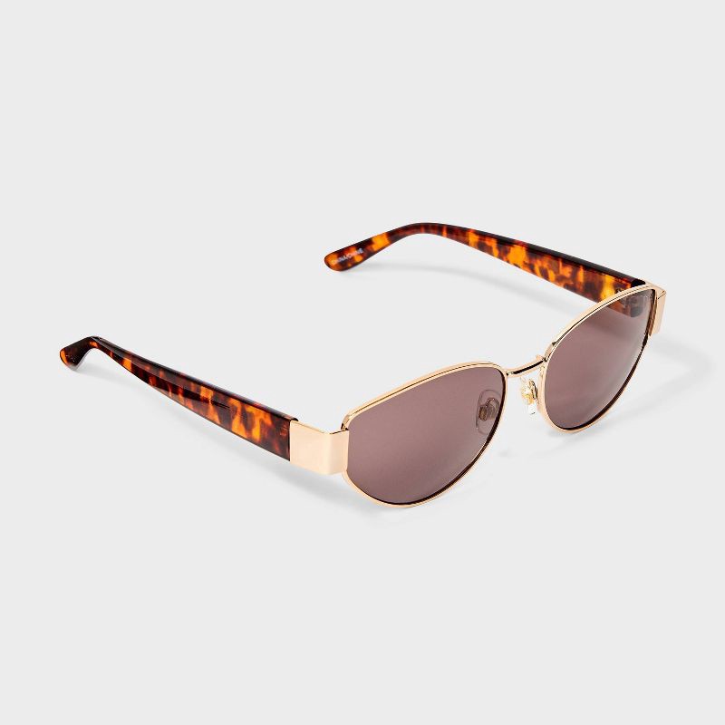 slide 2 of 3, Women's Shiny Metal Cateye Sunglasses - Universal Thread™ Tortoise, 1 ct