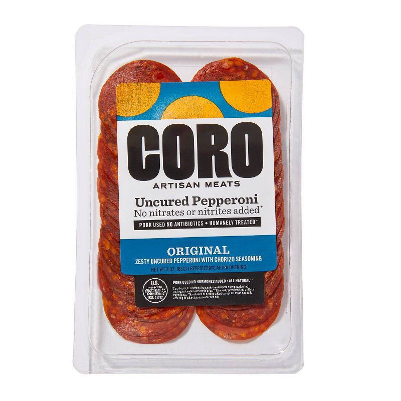 slide 1 of 6, Coro Foods Uncured Pepperoni - 3oz, 3 oz