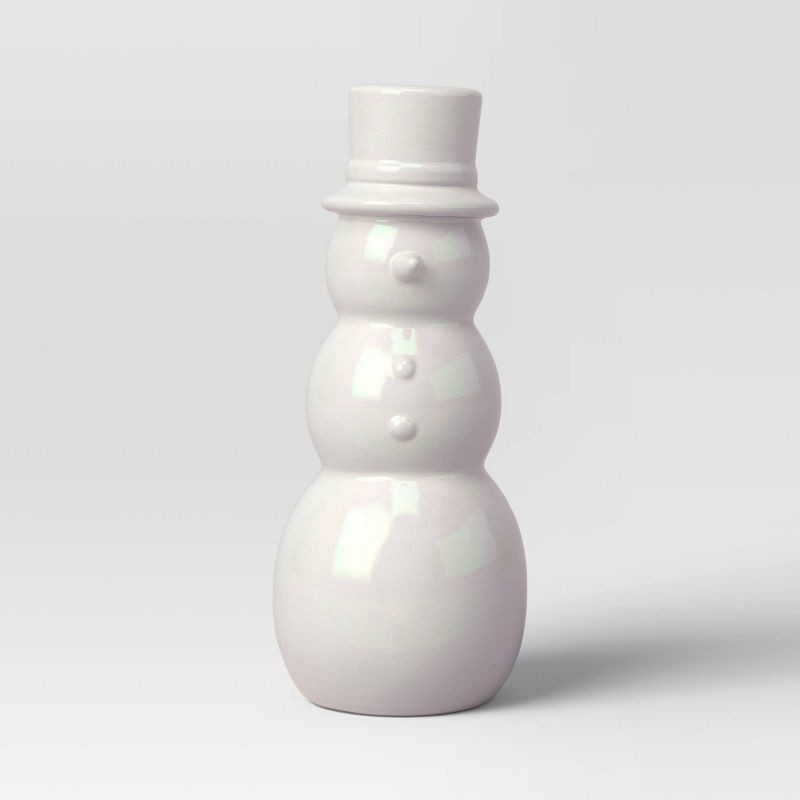 slide 3 of 4, 7" Christmas Ceramic Iridescent Snowman Figurine - Wondershop™, 1 ct