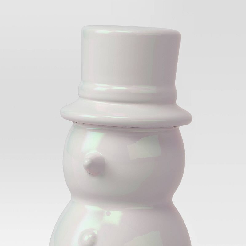 slide 4 of 4, 7" Christmas Ceramic Iridescent Snowman Figurine - Wondershop™, 1 ct