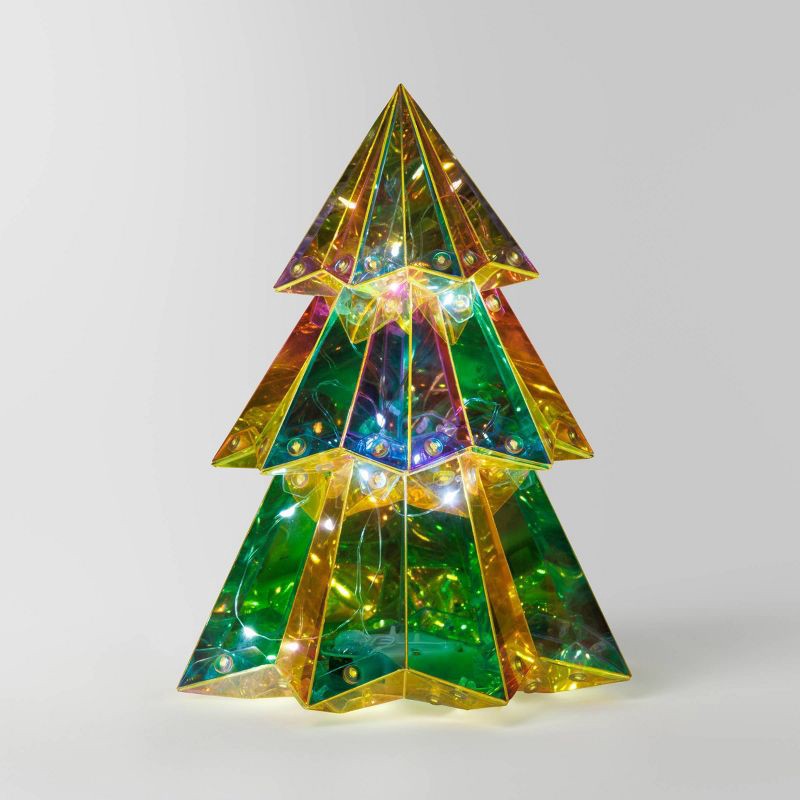 slide 1 of 4, 9.6" Christmas Lit Iridescent Tree Decor - Wondershop™, 1 ct