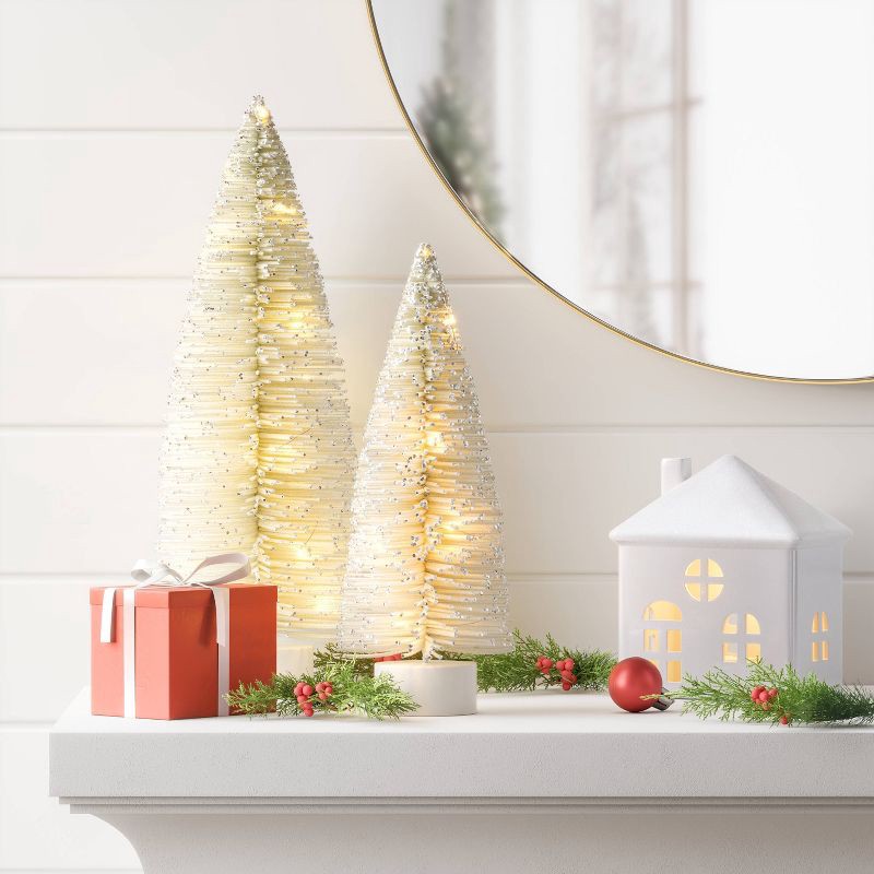 slide 2 of 4, 2ct Christmas Lit Sisal Tree White - Wondershop™, 2 ct