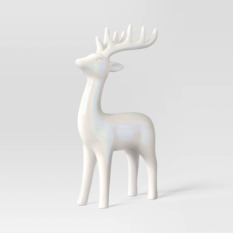 slide 1 of 3, Christmas Ceramic Iridescent Deer Figural - Wondershop™, 1 ct