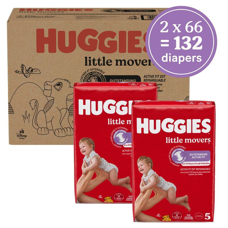 slide 2 of 16, Huggies Little Movers Diapers - Size 5 - 132ct, 5 x 132 ct