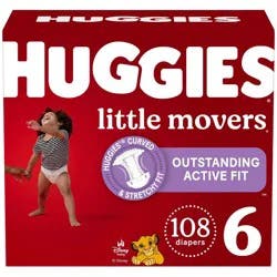 Huggies Little Movers Active Fit Diapers - Size 6 - 108ct