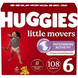Huggies Little Movers Diapers - Size 6 - 108ct