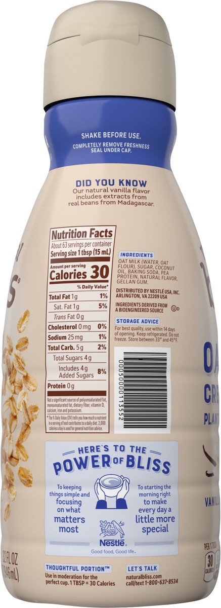 slide 3 of 6, Coffee-Mate Coffee mate Plant Based Vanilla Flavored Oat Creamer Liquid 32 fl oz 32 fl oz., 32 fl oz