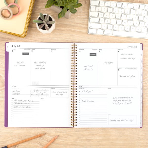 slide 5 of 10, 2024-2025 Cambridge Workstyle Balance Weekly/Monthly Academic Planner, 8-1/2"" X 11"", Purple Swirl, July 2024 To June 2025, 1606-905A-19, 1 ct