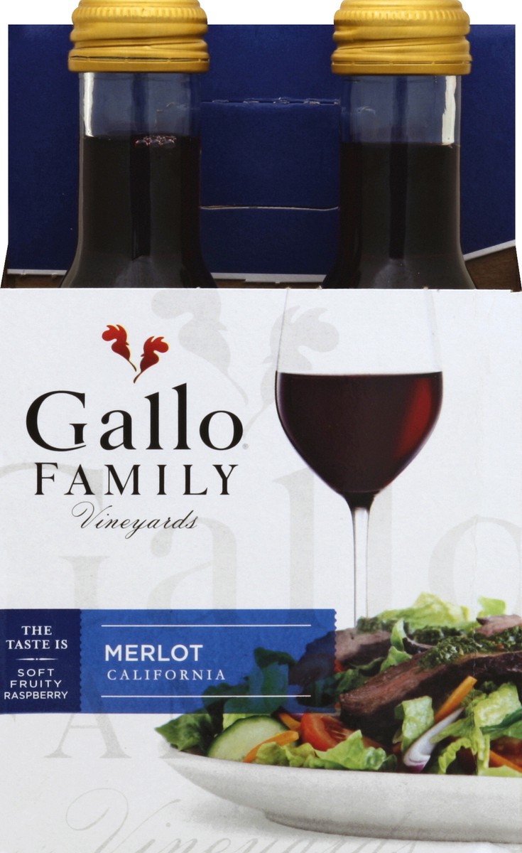 slide 4 of 4, Gallo Family Merlot Wine 4Pk, 748 ml
