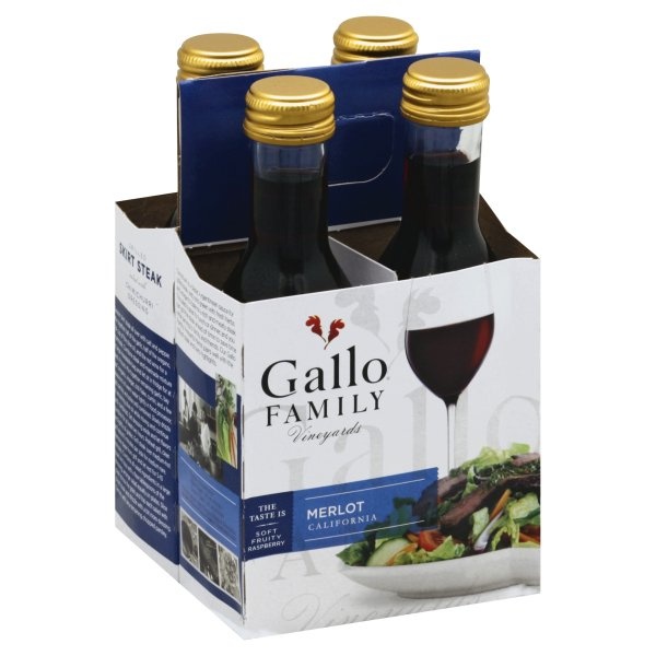 slide 1 of 4, Gallo Family Merlot Wine 4Pk, 748 ml