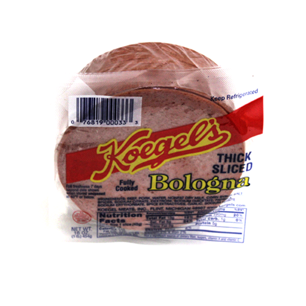 slide 1 of 1, KOEGELS Koegel's Thick Sliced Bologna, 16 oz, 16 oz