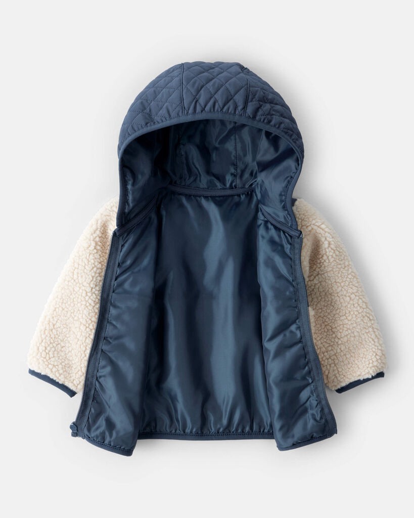 slide 3 of 3, Carter's Baby Boy Color Block Hooded Zip-Up Jacket - Khaki/Navy Khaki 24M, 1 ct