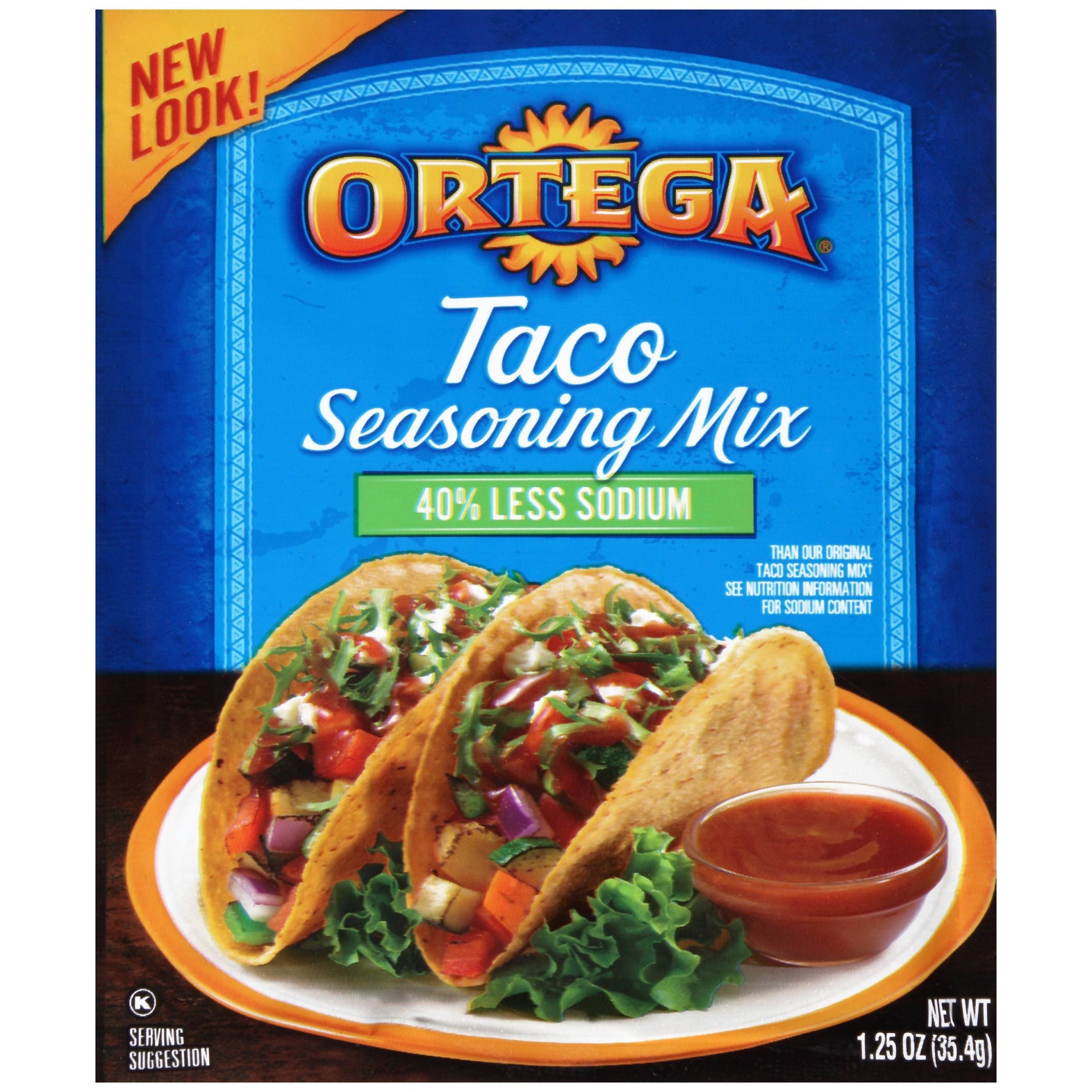 slide 1 of 6, Ortega Taco Seasoning Mix 40% Less Sodium, 1.25 oz