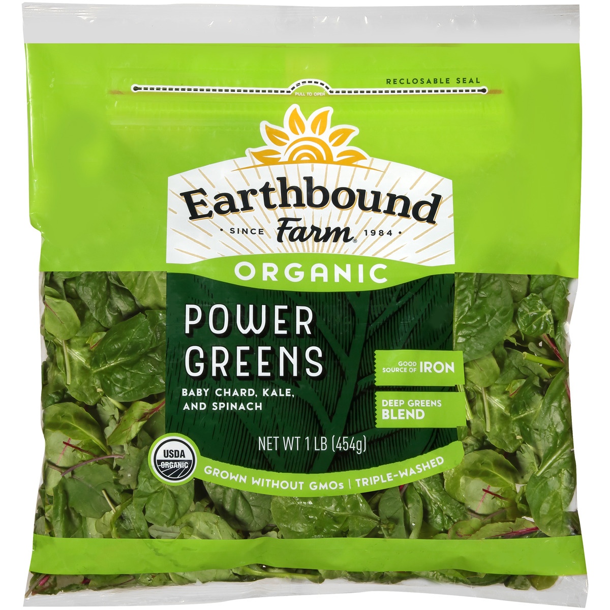 slide 1 of 1, Earthbound Farm Organic Deep Green Blends, Power Trio, 1 lb