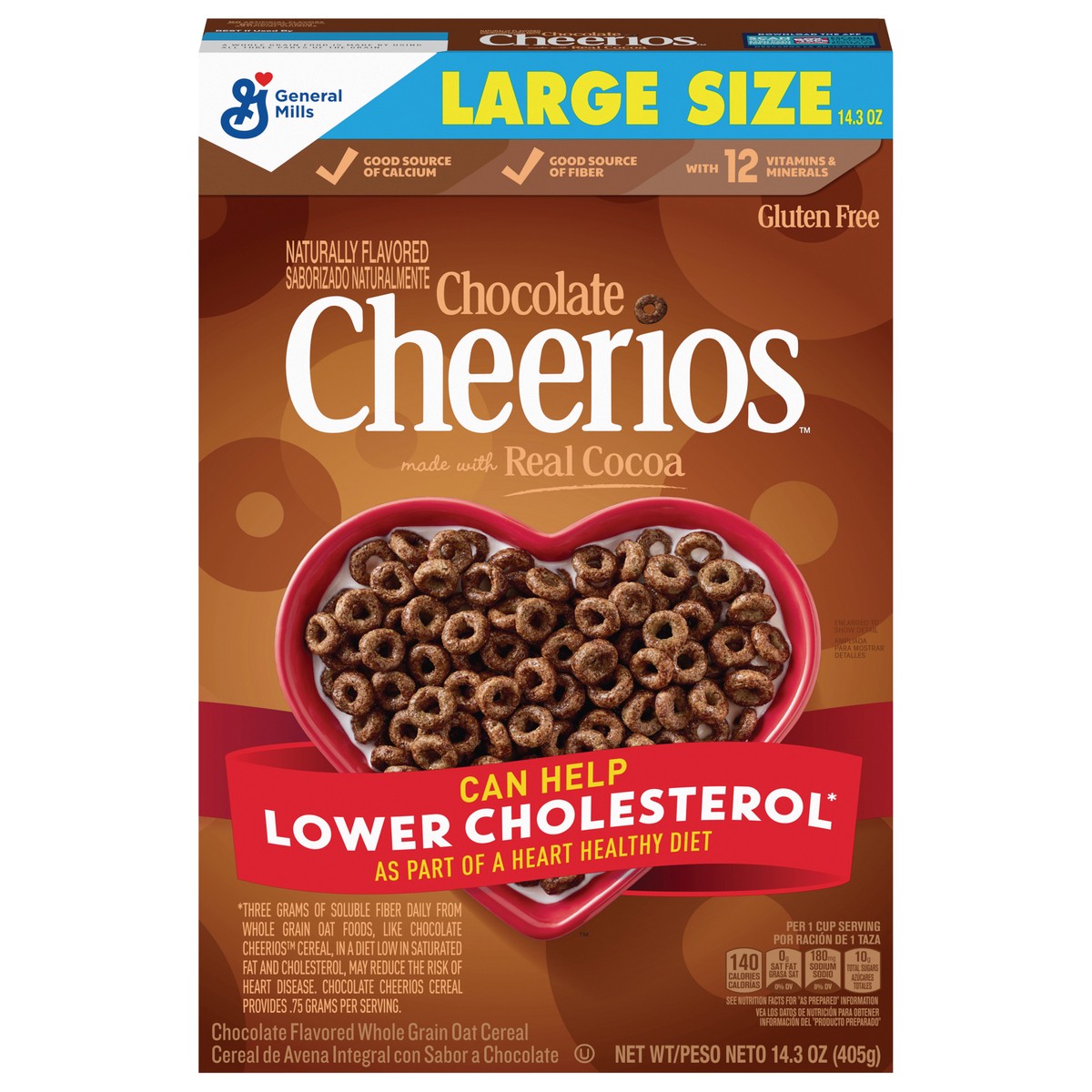 slide 1 of 9, Cheerios Chocolate Cheerios, Heart Healthy Cereal, Large Size, 14.3 OZ, 14.3 oz