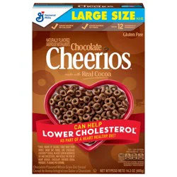 Chocolate Cheerios, Heart Healthy Gluten Free Breakfast Cereal, Made with Whole Grain Oats, Large Size, 14.3 oz