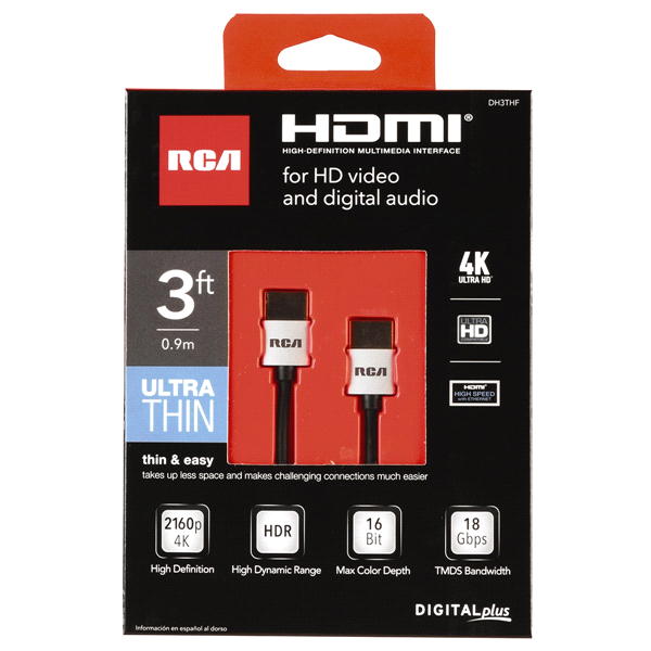 slide 1 of 5, RCA Digital Plus Ultra Thin HDMI Cable, 1 ct