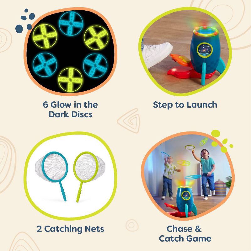 slide 4 of 11, B. toys Flying Disc Launcher with Pedal, 1 ct