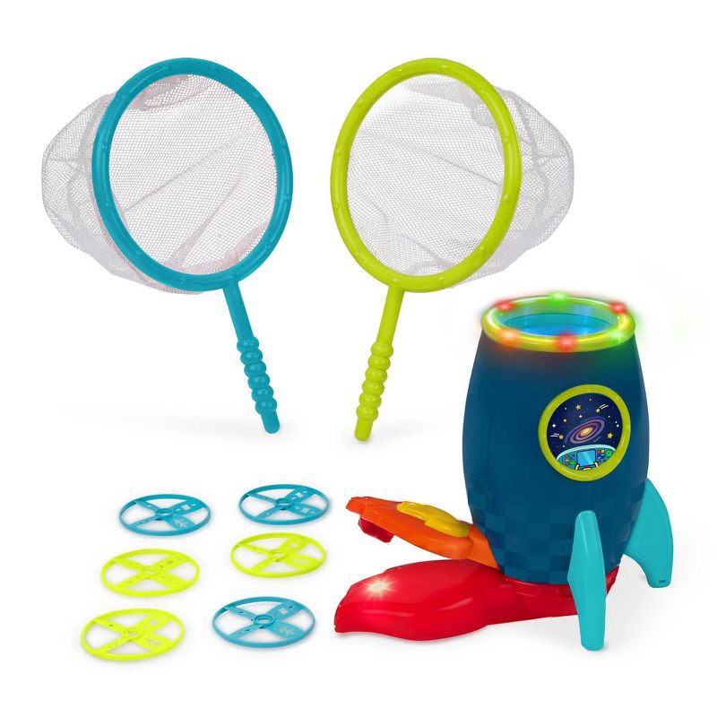 slide 1 of 11, B. toys Flying Disc Launcher with Pedal, 1 ct
