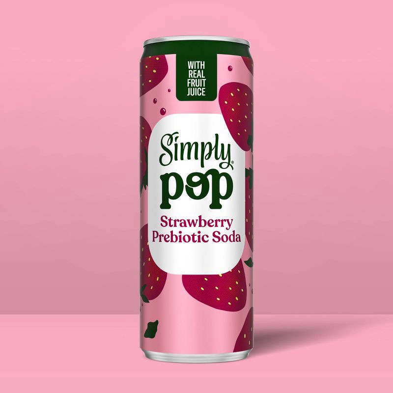 slide 9 of 11, Simply Beverages Simply Pop Strawberry Prebiotic Soda - 12 fl oz Slim Can, 12 fl oz