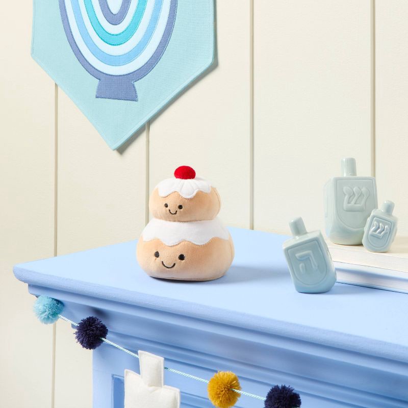 slide 2 of 3, Hanukkah Indoor Donut Fabric Stuffed Plush Figurine - Spritz™, 1 ct