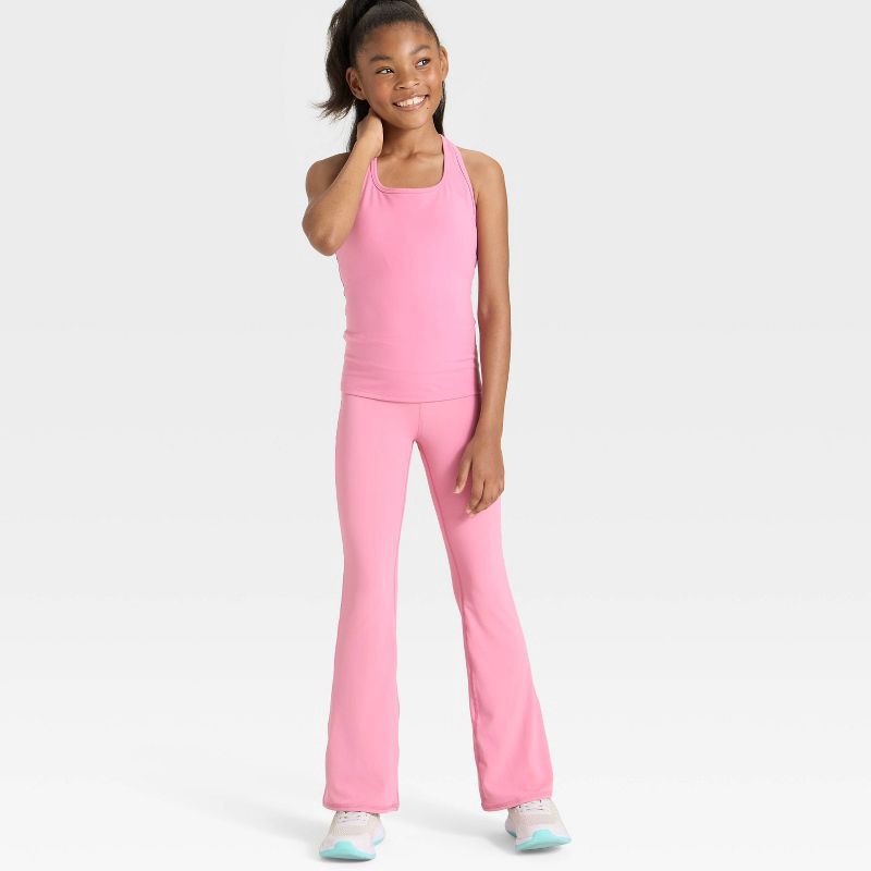 slide 3 of 3, Girls' Everyday Soft Flare Leggings - All In Motion™ Rose Pink M, 1 ct