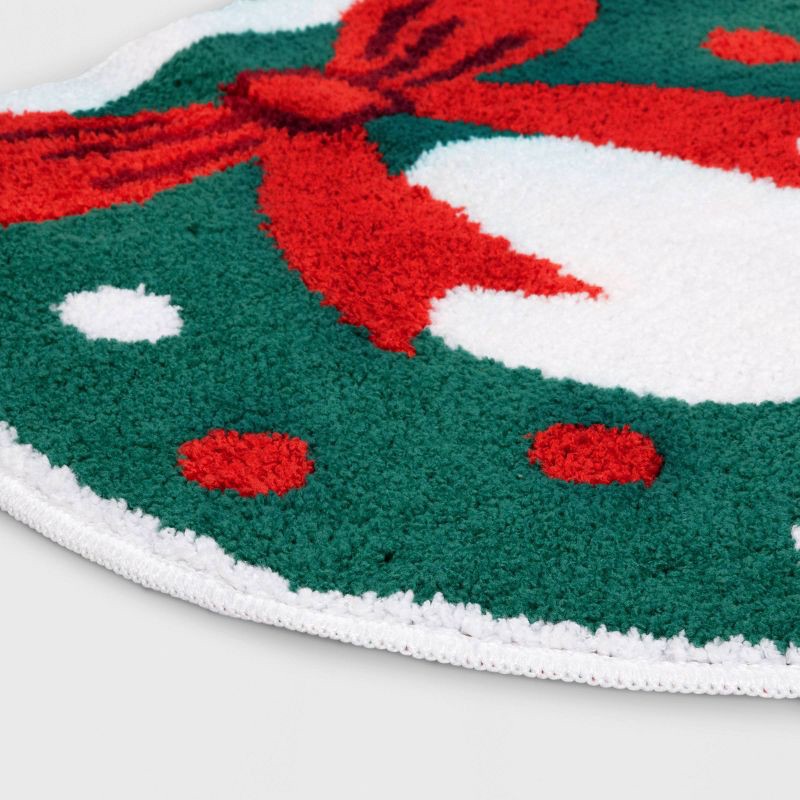 slide 3 of 4, 21"x21" Wreath Christmas Bath Rug Green/Red - Wondershop™, 1 ct