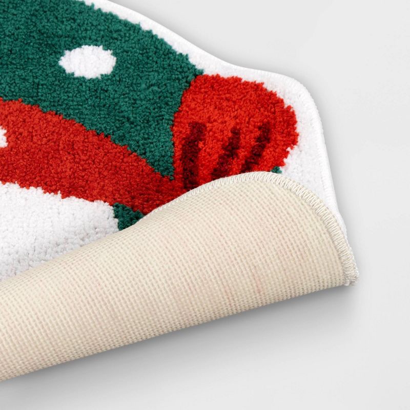 slide 4 of 4, 21"x21" Wreath Christmas Bath Rug Green/Red - Wondershop™, 1 ct