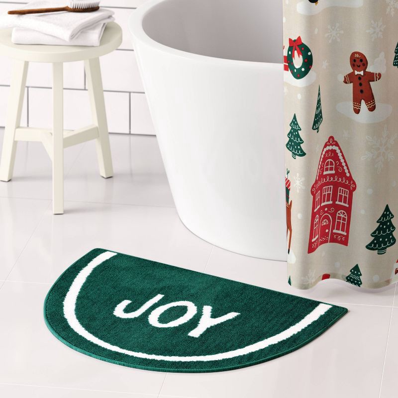 slide 2 of 4, 17"x24" 'Joy' Christmas Bath Rug Green - Wondershop™, 1 ct