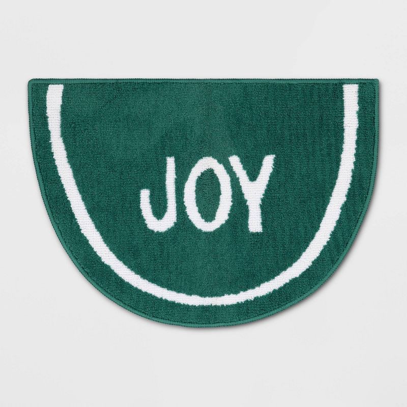 slide 1 of 4, 17"x24" 'Joy' Christmas Bath Rug Green - Wondershop™, 1 ct