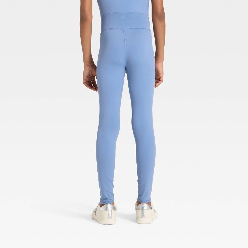 slide 2 of 3, Girls' Everyday Soft Crossover Waistband Leggings - All In Motion™ Slate Blue S, 1 ct