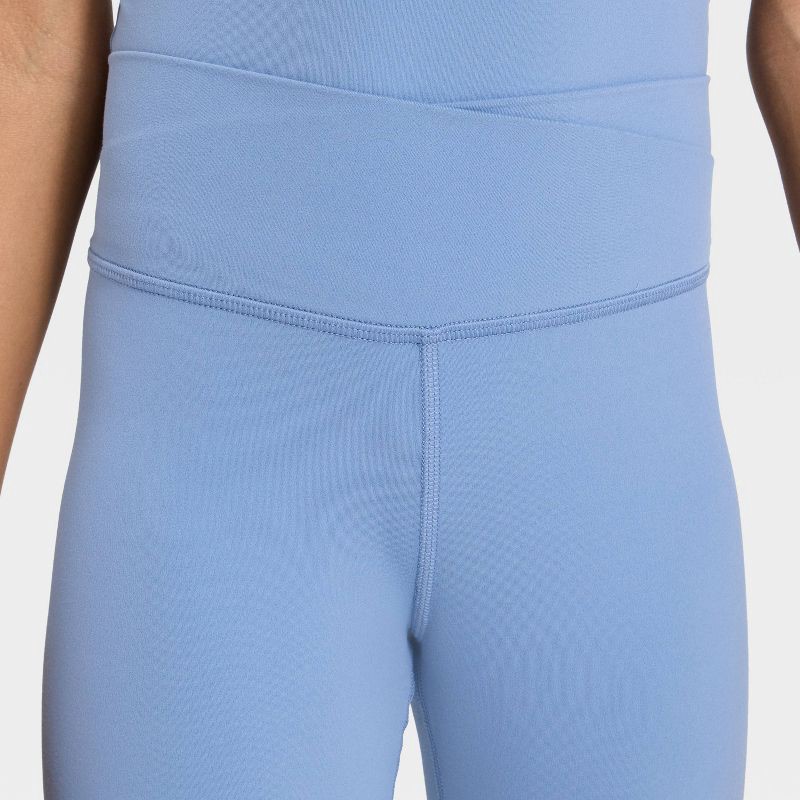slide 3 of 3, Girls' Everyday Soft Crossover Waistband Leggings - All In Motion™ Slate Blue S, 1 ct