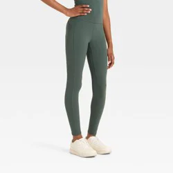 Girls' Everyday Soft Pocket Leggings - All In Motion™ Dark Green M