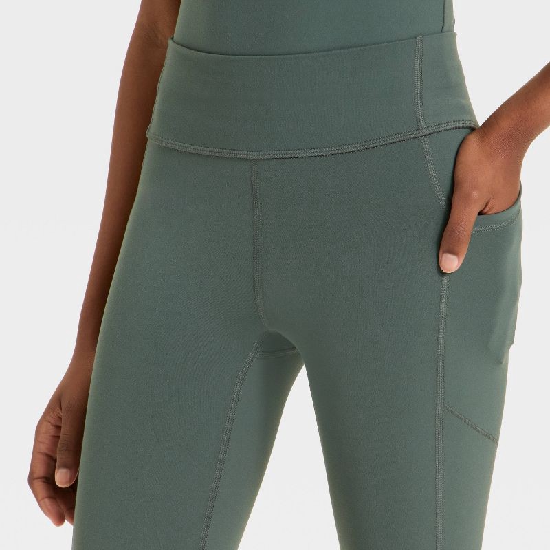 slide 2 of 3, Girls' Everyday Soft Pocket Leggings - All In Motion™ Dark Green XL, 1 ct