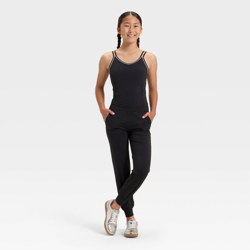 slide 3 of 3, Girls' Everyday Soft Jogger Leggings - All In Motion™ Black M, 1 ct