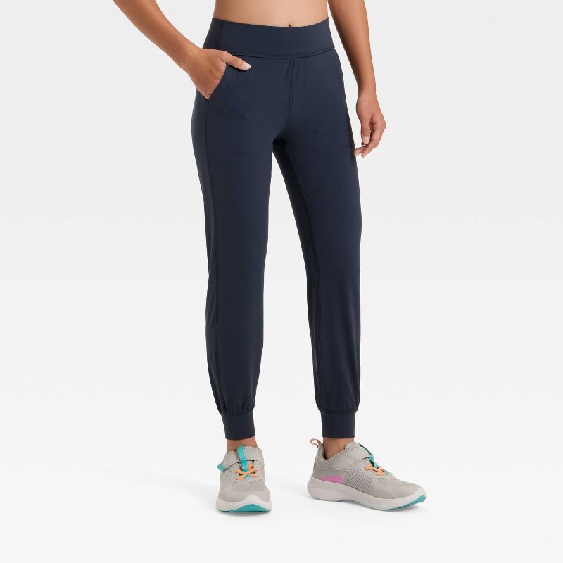 slide 1 of 3, Girls' Everyday Soft Jogger Leggings - All In Motion™ Navy Blue S, 1 ct