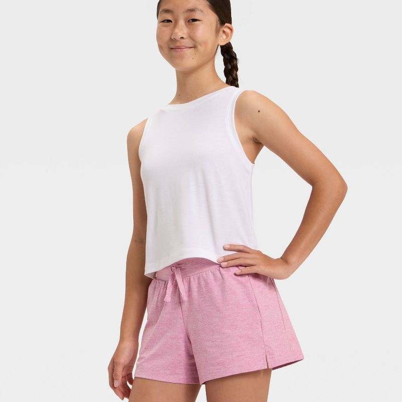 slide 3 of 3, Girls' Soft Stretch Shorts - All In Motion™ Rose Pink S, 1 ct