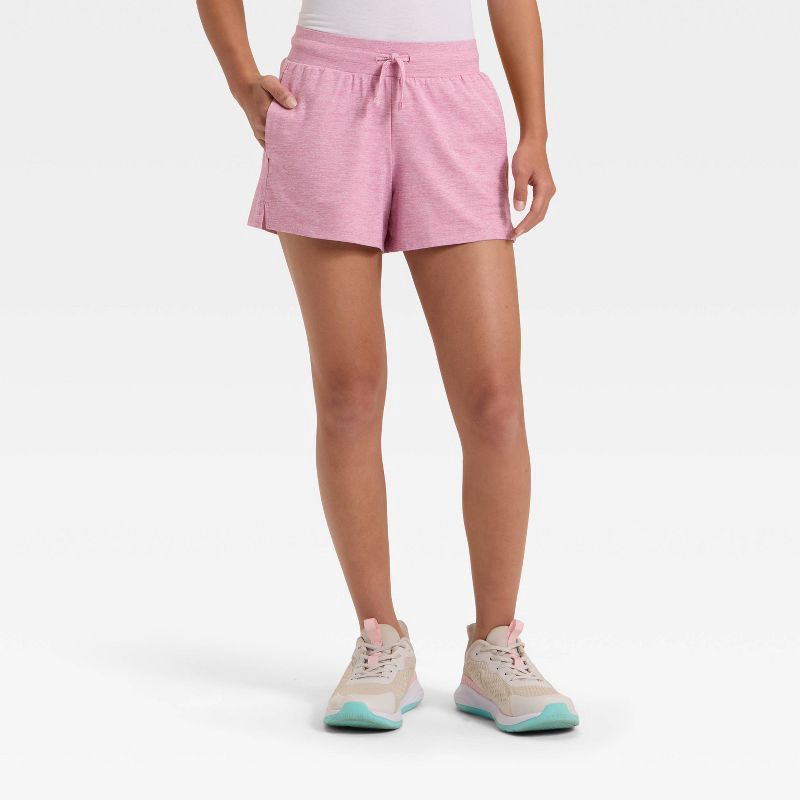 slide 1 of 3, Girls' Soft Stretch Shorts - All In Motion™ Rose Pink S, 1 ct