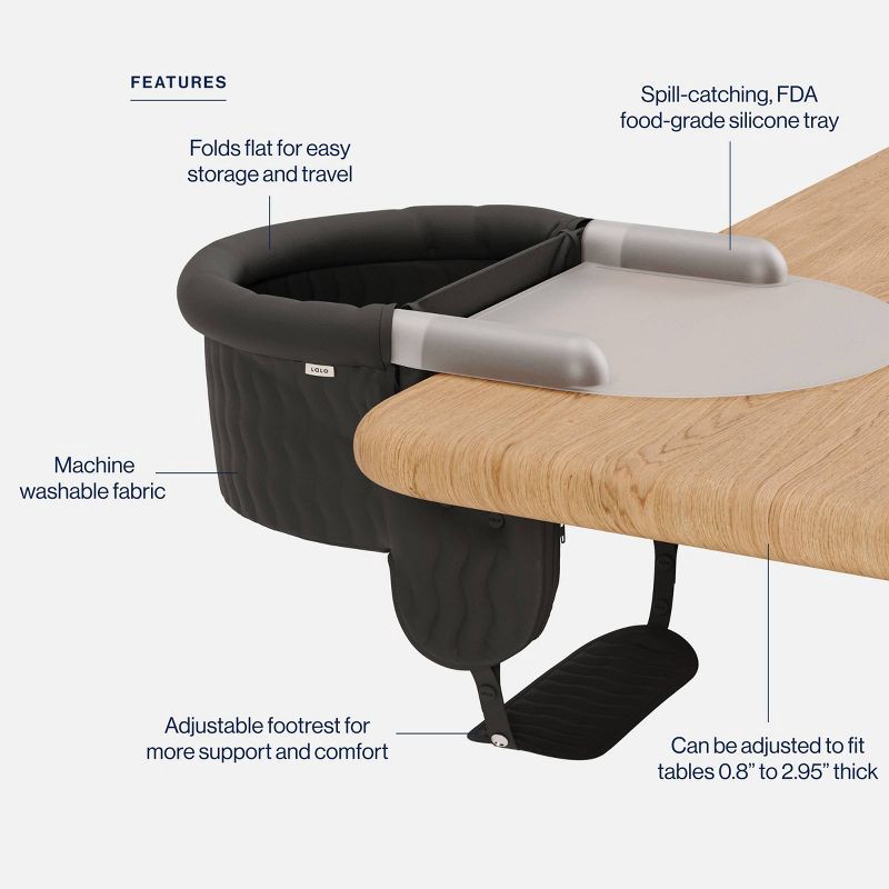 slide 3 of 10, Lalo Hook-On High Chair with Attachable Silicone Tray - Black, 1 ct